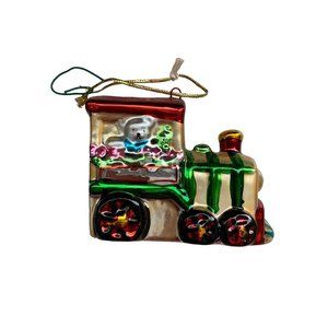 Glass TRAIN CHOO CHOO Locomotive CHRISTMAS Tree Holiday Ornament Keepsake